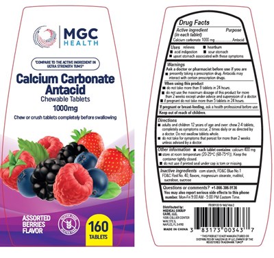 1000 mg Assorted Berries 160 Ct (1000 mg mgc Antacid Ab 160)